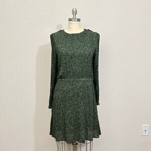 CLOTH & STONE Mini Dress Hunter Green Ditsy Floral LS Sheath Boho